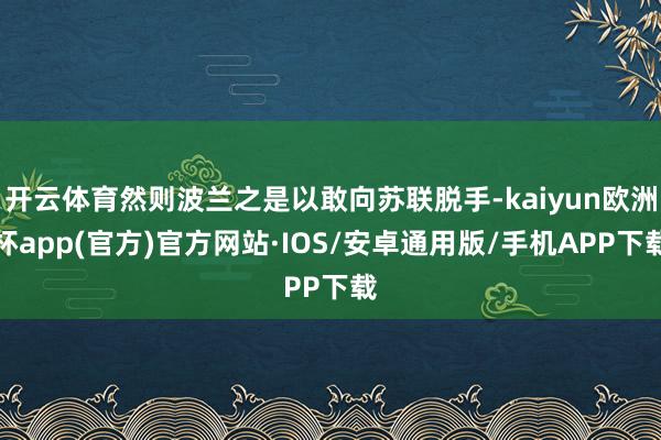 开云体育然则波兰之是以敢向苏联脱手-kaiyun欧洲杯app(官方)官方网站·IOS/安卓通用版/手机APP下载