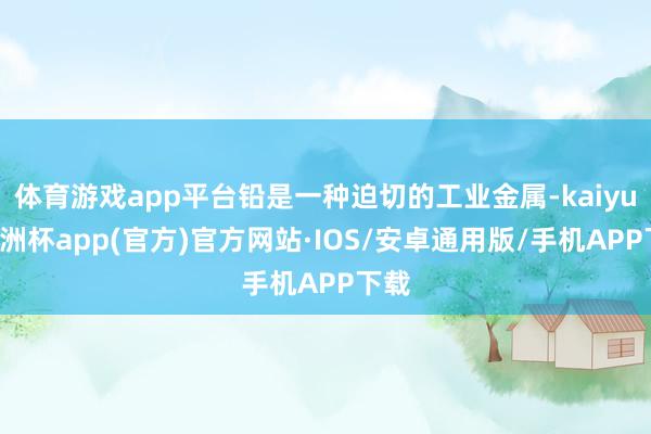 体育游戏app平台铅是一种迫切的工业金属-kaiyun欧洲杯