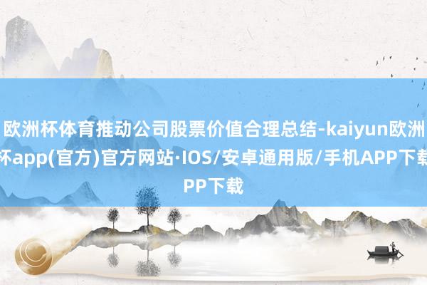 欧洲杯体育推动公司股票价值合理总结-kaiyun欧洲杯app